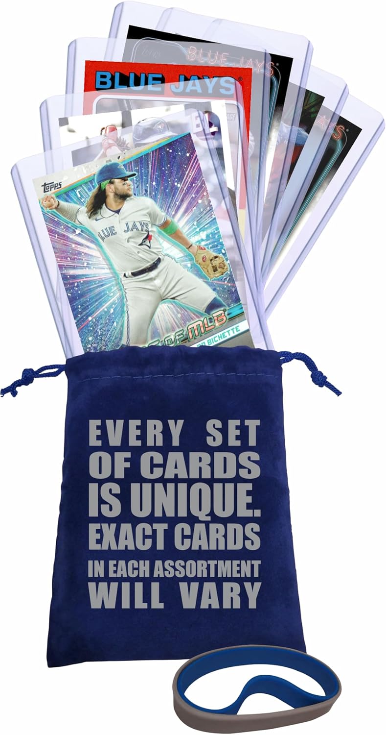 Chaser Toronto Blue Jays Cards: Vladimir Guerrero Jr., Bo Bichette, George Springer, Davis Schneider, Ernie Clement, Daulton Varsho ASSORTED Baseball Stars and GOATs Trading Card and Wristbands Gift Pack - Image 5